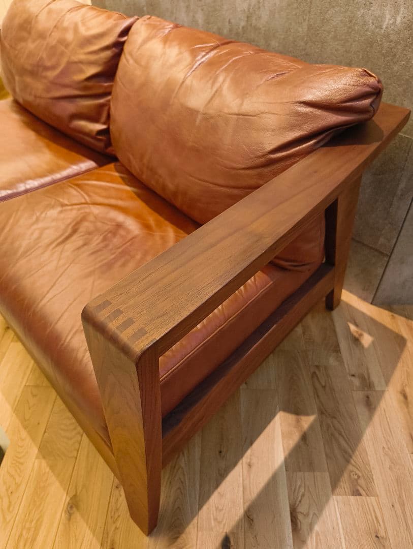 シギヤマ家具工業　天然皮革　 2人掛けソファ