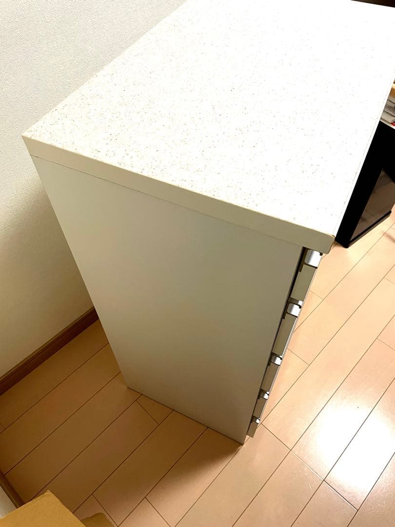 スライド引き出し付きテーブル ホワイト、キッチンボード、キッチン収納、プリンター