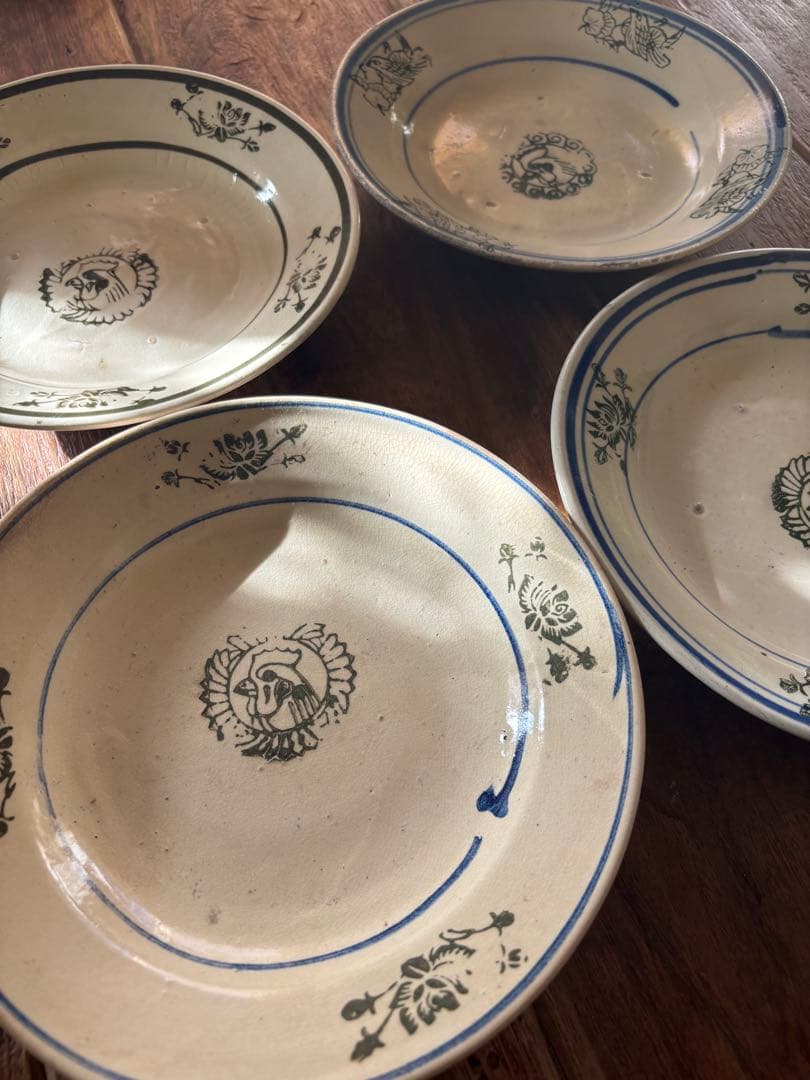 【4枚セット✨】デッドストック　ソンべ焼　ソンべ焼き　中皿4枚セット