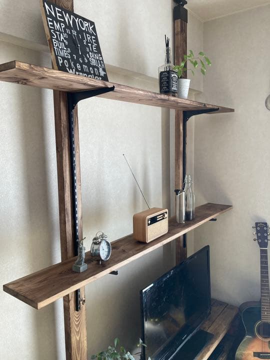 オーダーハンドメイド　ブルックリン調レール棚付きテレビボード