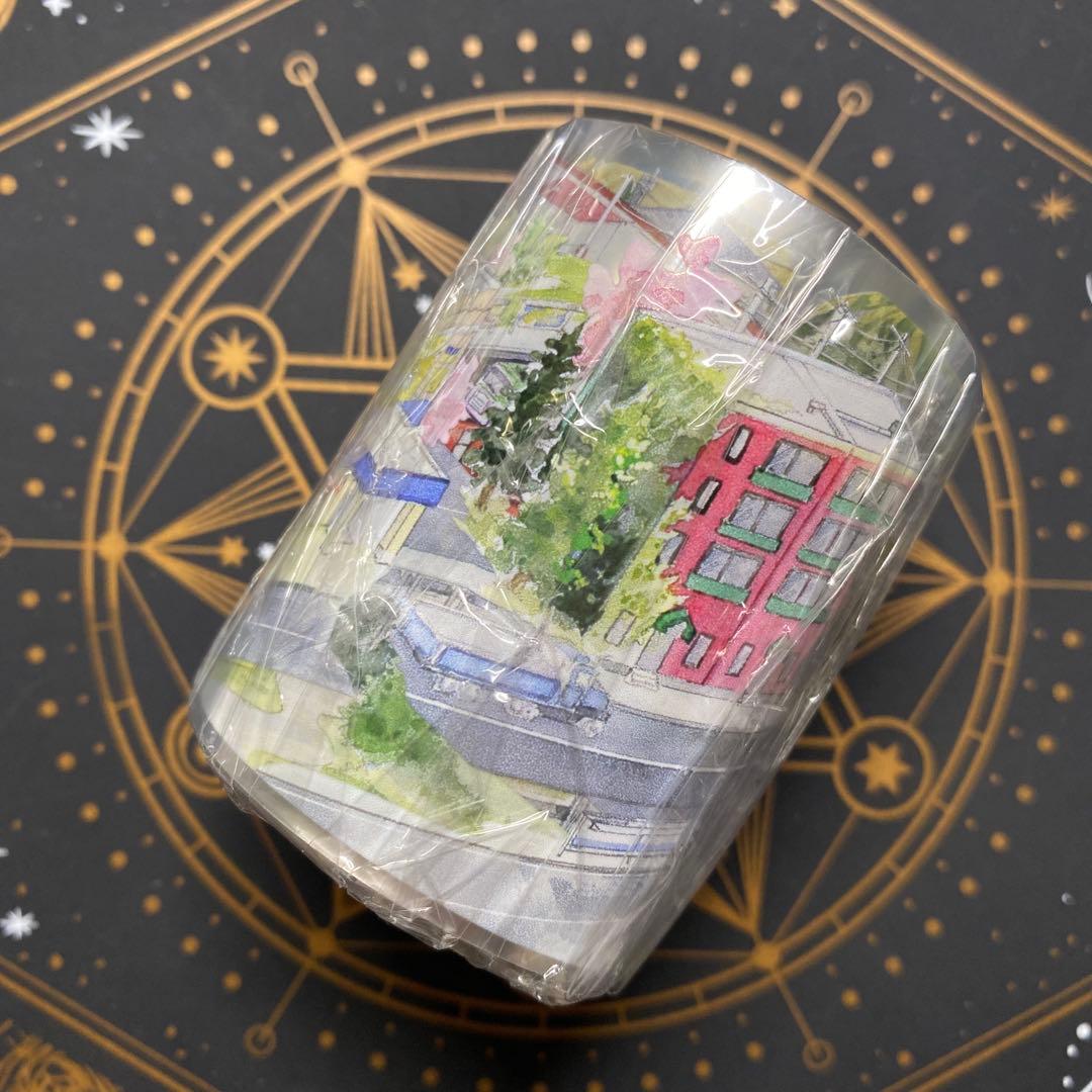 【8894】海外　マステ　3/5/巻　PETマスキングテープ　街　海　道路景色