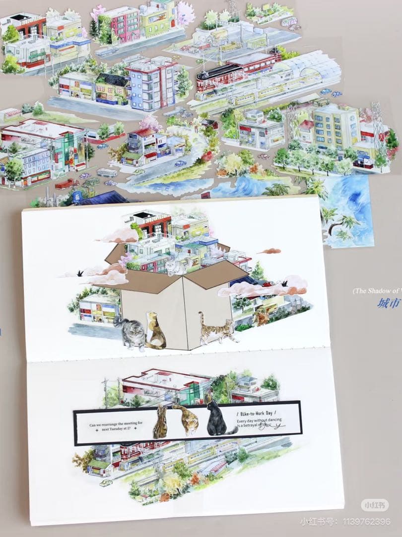 【8894】海外　マステ　3/5/巻　PETマスキングテープ　街　海　道路景色