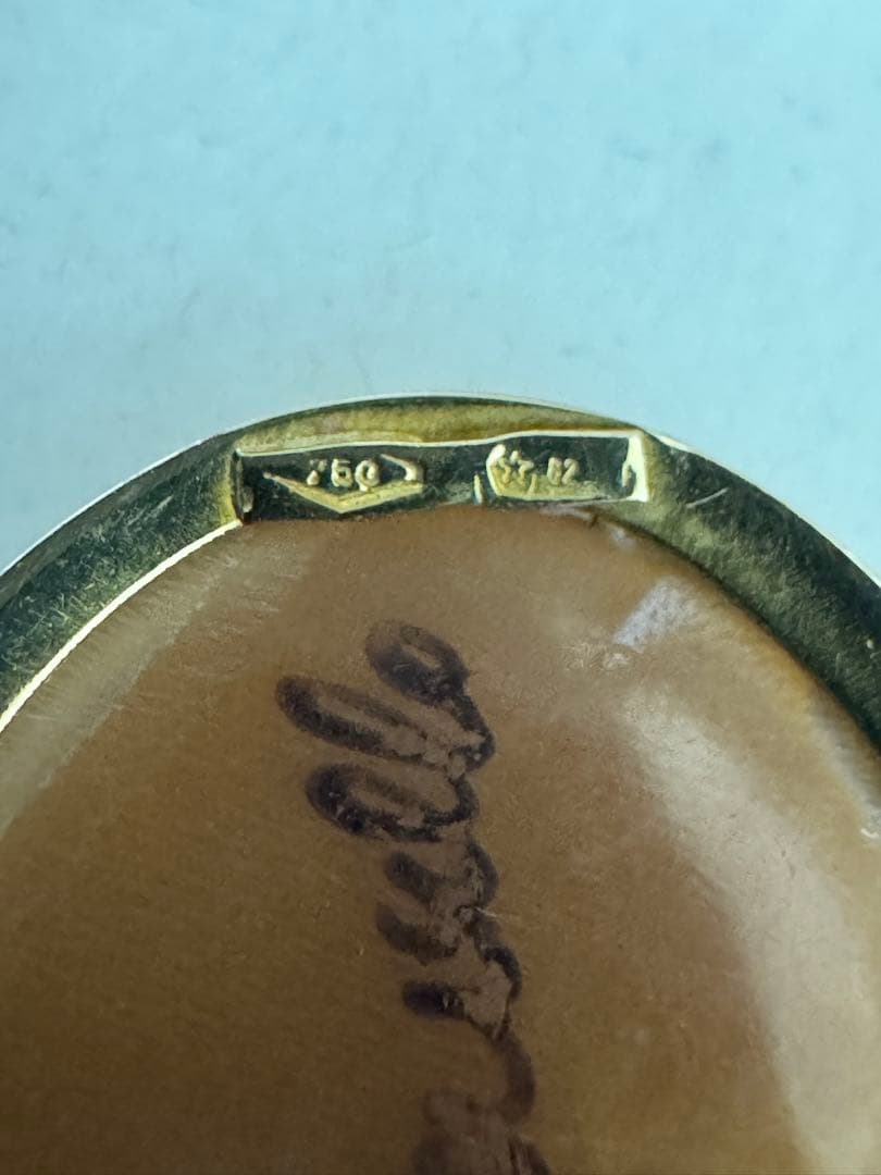 w*o様 ヴィンテージ　シェルカメオ　ペンダント　ブローチ　ゴールド　K18 7