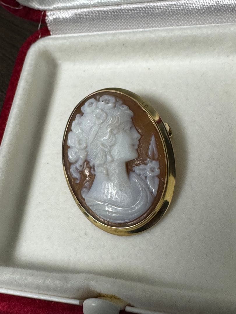 w*o様 ヴィンテージ　シェルカメオ　ペンダント　ブローチ　ゴールド　K18 7