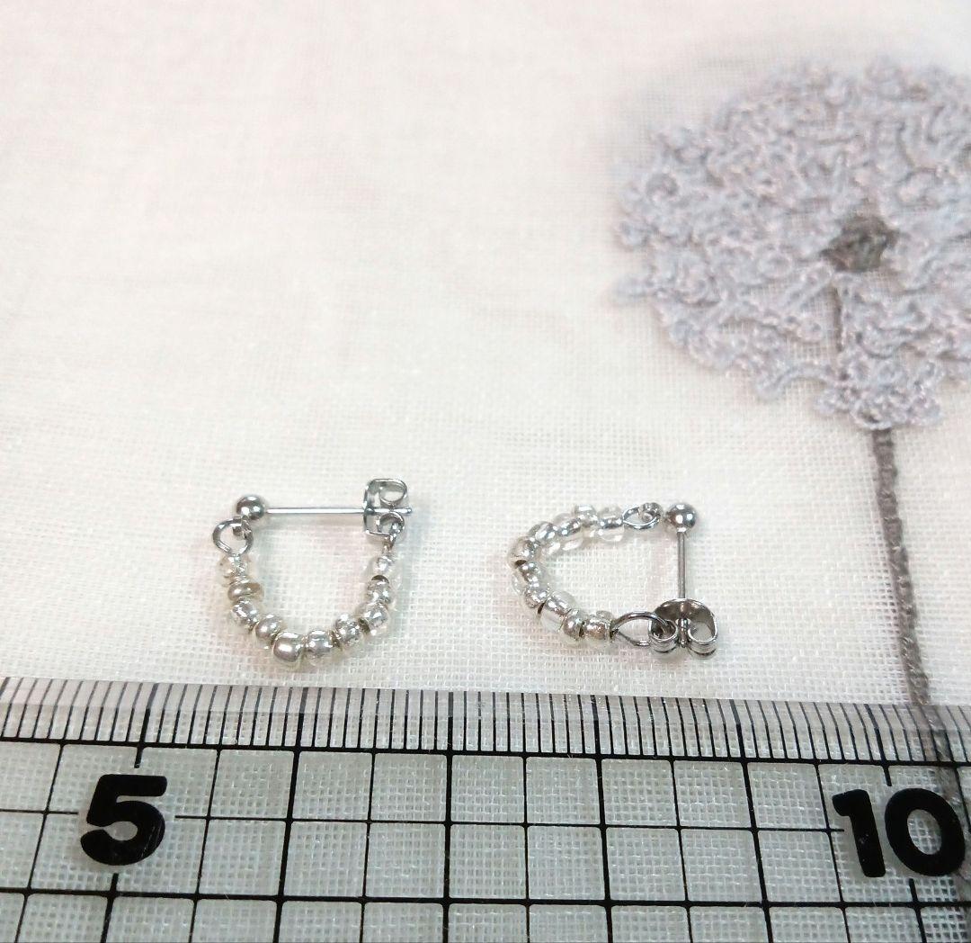 1058  キラキラ✨シンプル メンズにも✨ メタルビーズ  フープピアス♪