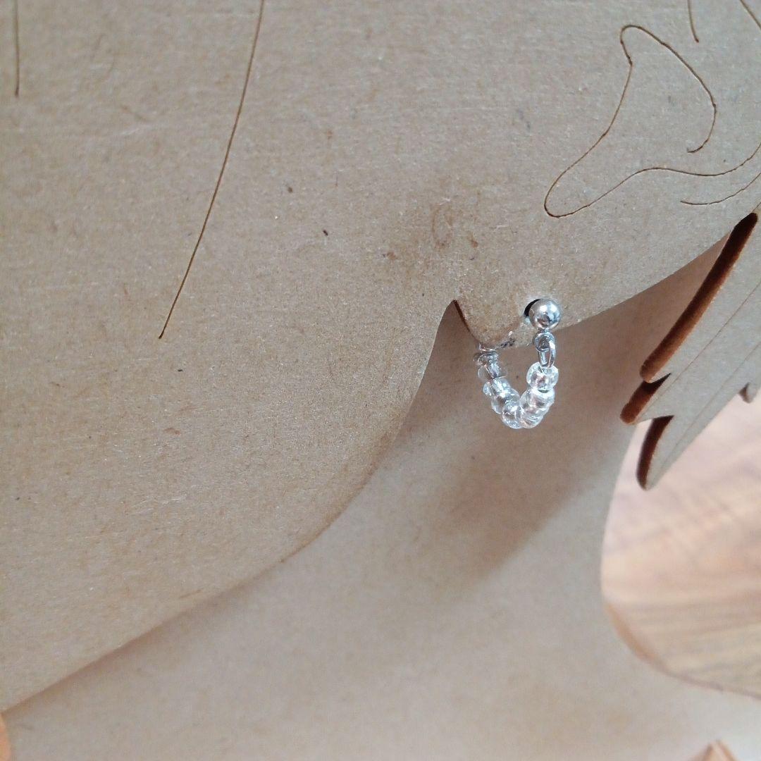 1058  キラキラ✨シンプル メンズにも✨ メタルビーズ  フープピアス♪