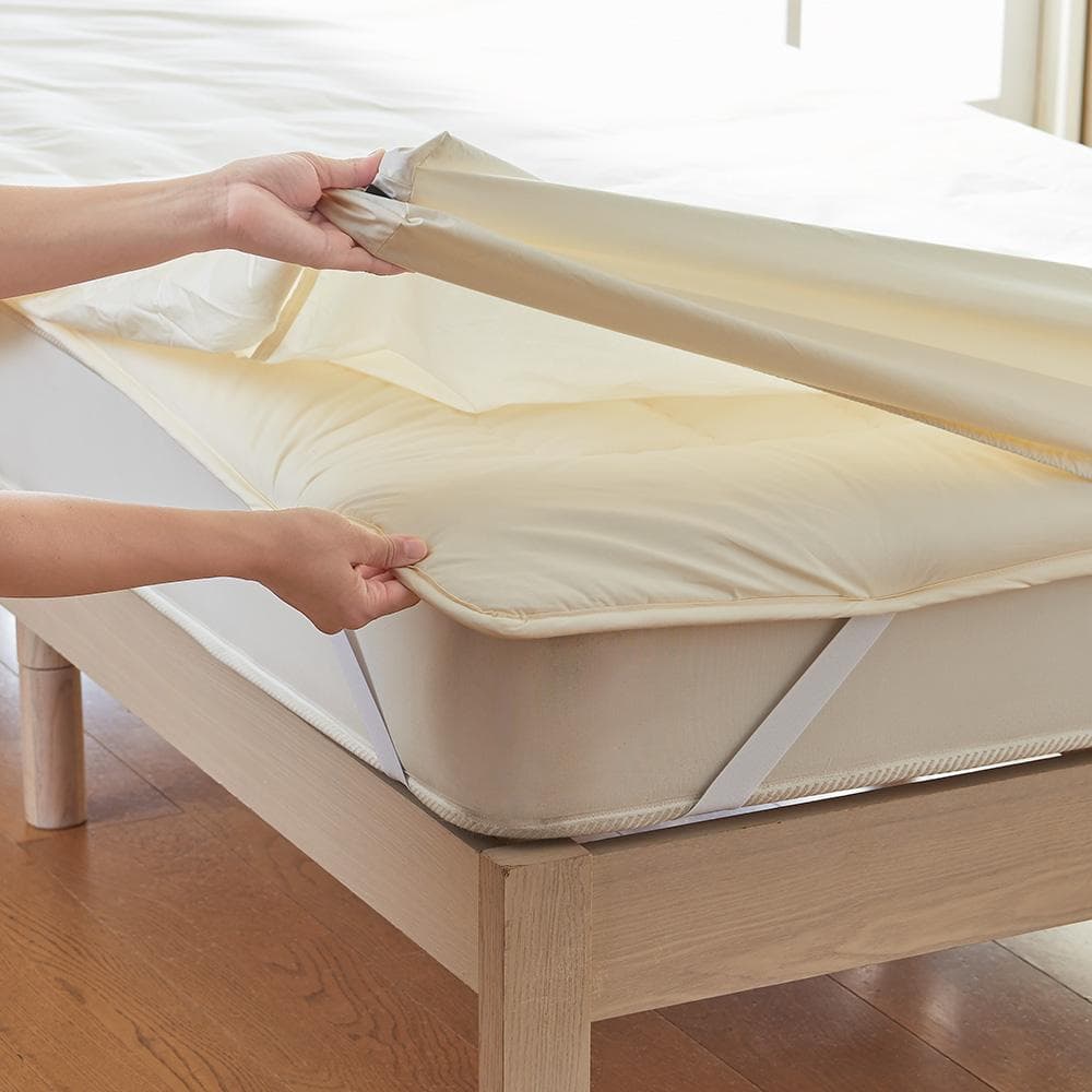 【新品未使用】丸三産業 洗えるベッドパッド コットン100％ セミダブル キナリ