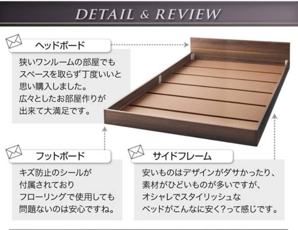 セミダブル シンプルデザイン フロアベッド ローベッド ウォルナットブラウン