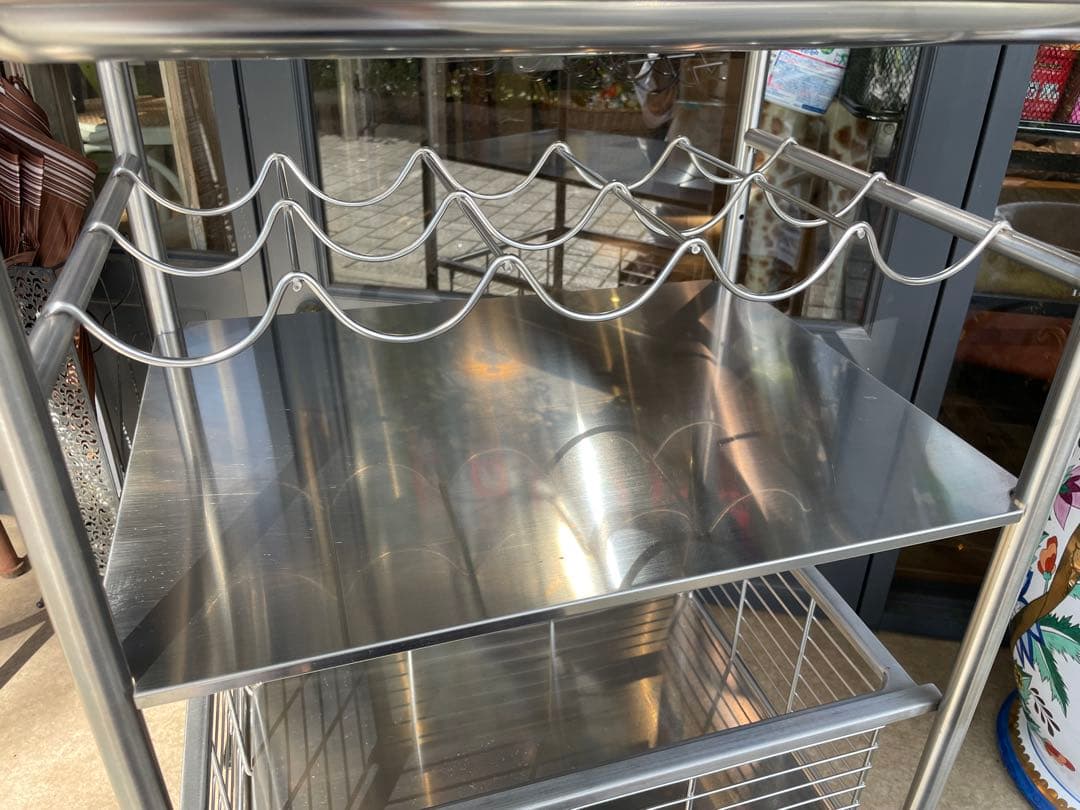 B7060【イケア】グルンドタール ステンレス キッチンワゴン