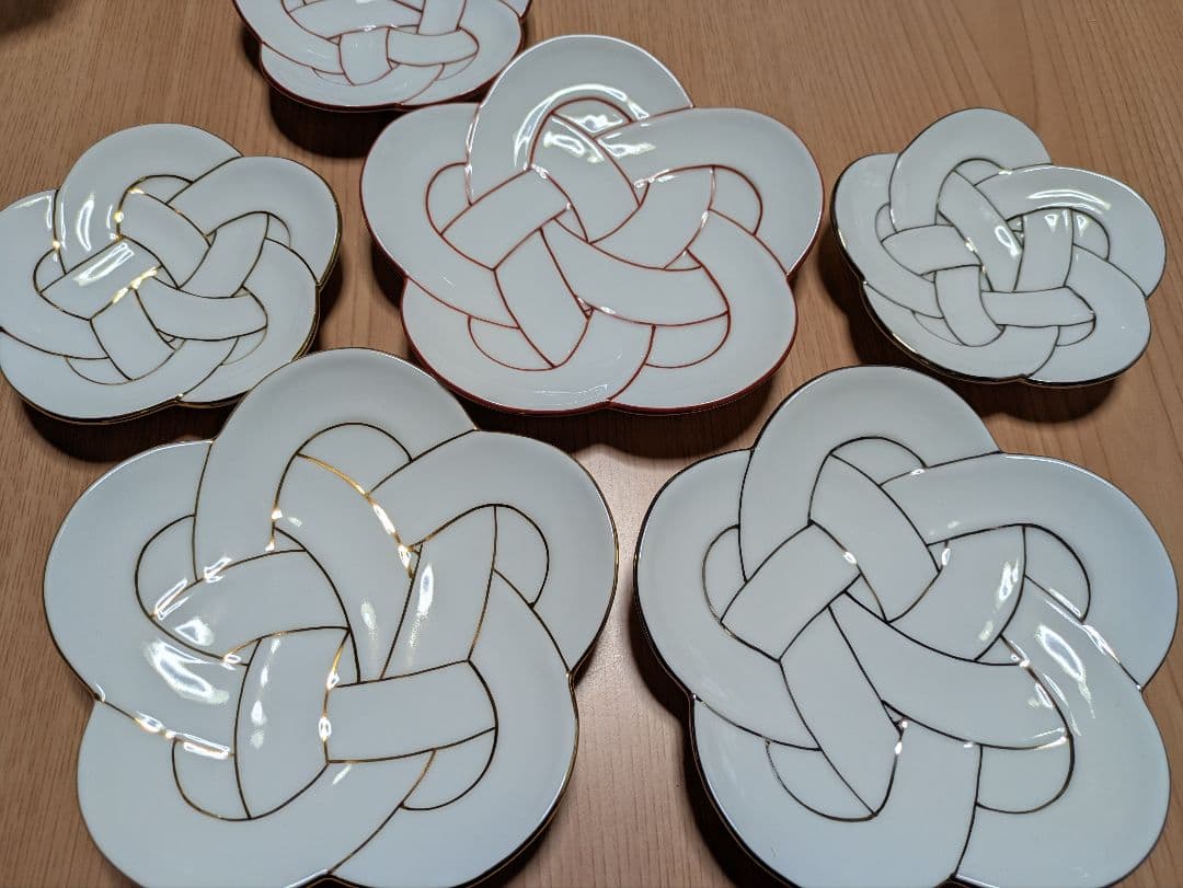 結び皿小皿中皿金銀朱セット