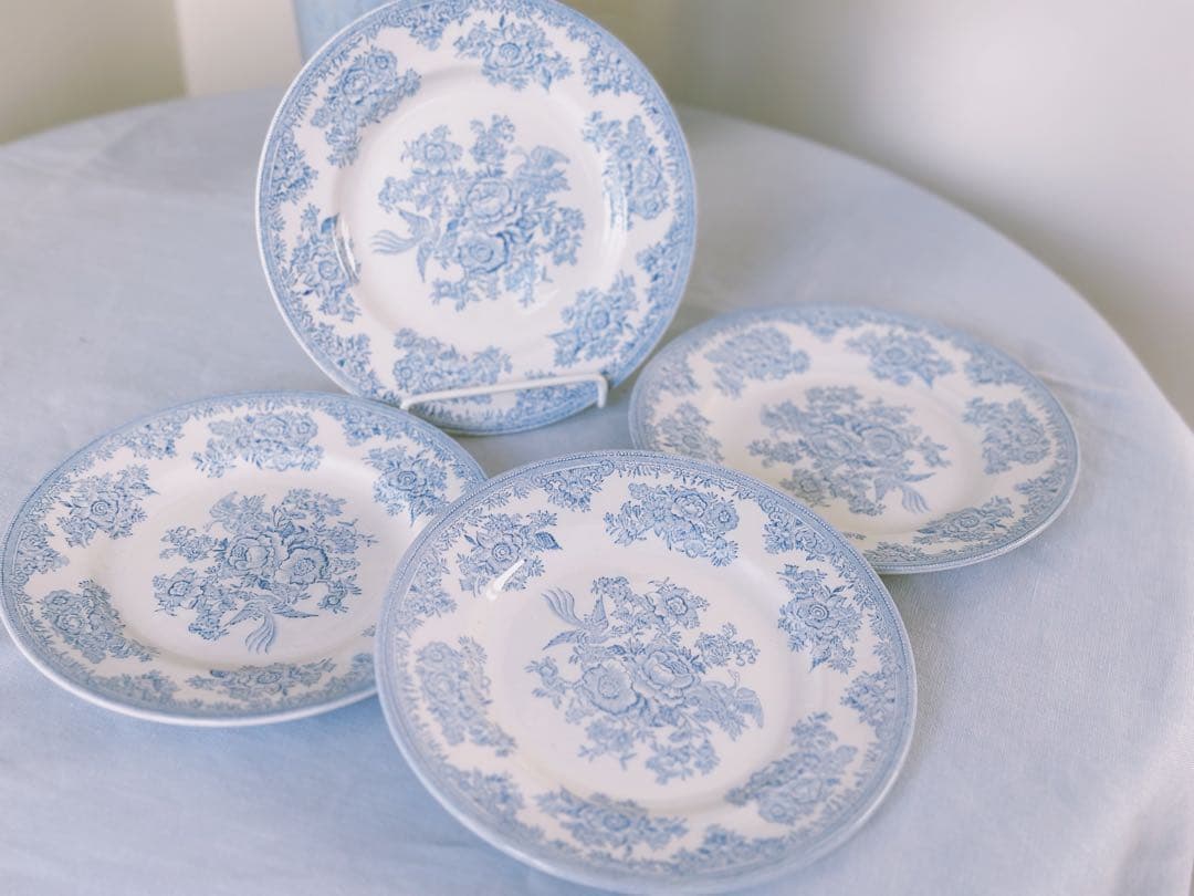 【バーレイ】ブルーアジアティックフェザンツ プレート 17.5cm 4枚セット