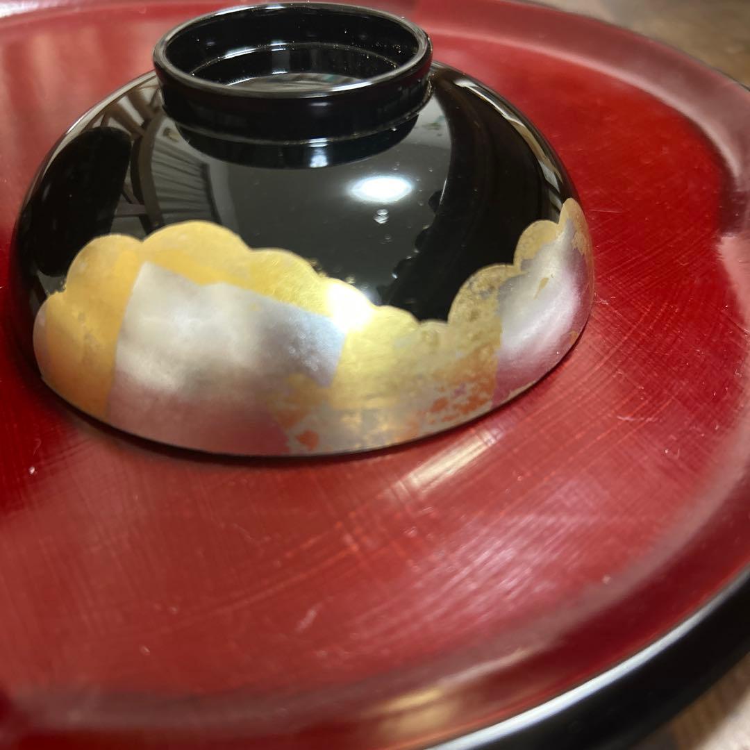 山中漆器　金箔　銀箔　蒔絵　吸物椀　5客　酢谷　伝統工芸　天然木