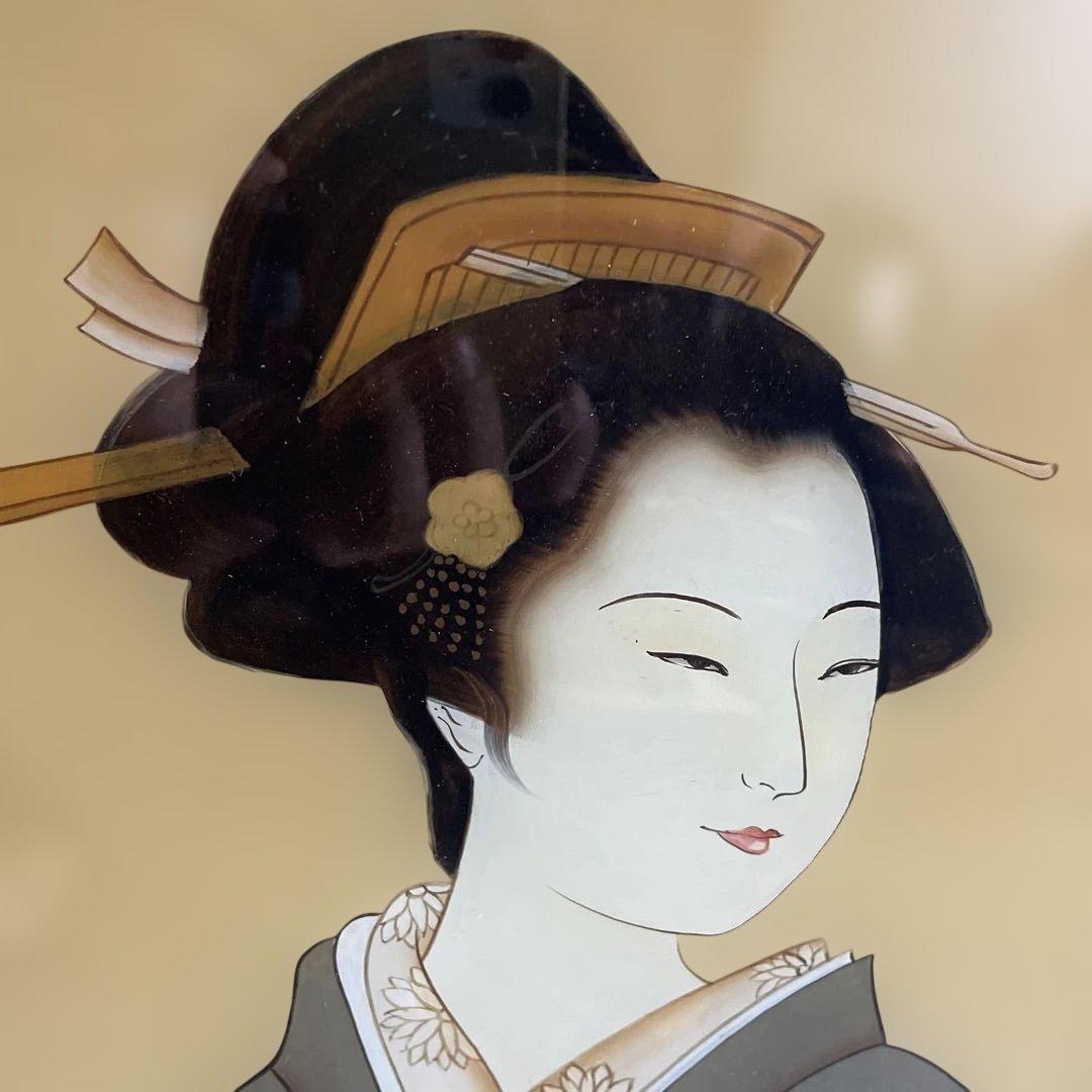 ガラス絵　硝子絵　浮世絵　錦絵　美人大首絵
