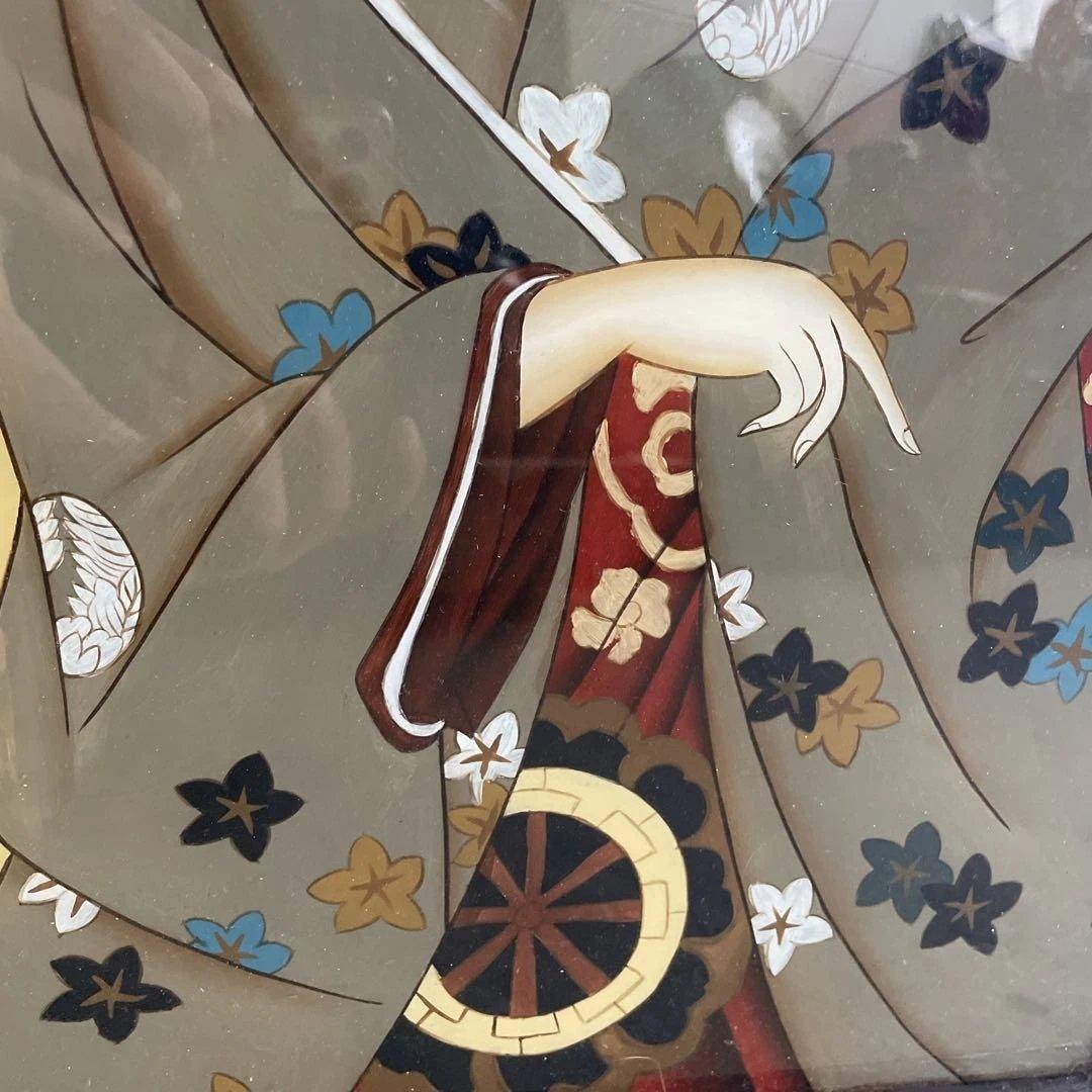 ガラス絵　硝子絵　浮世絵　錦絵　美人大首絵