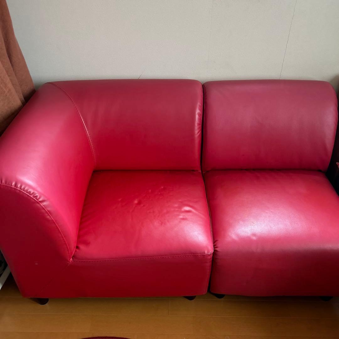 赤　ソファ　ソファー　L字型ソファ　コーナーソファ　2つセット
