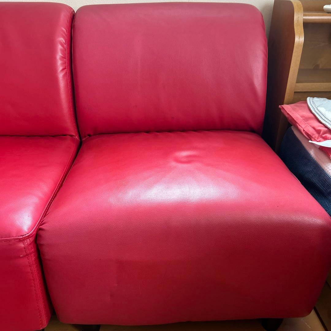 赤　ソファ　ソファー　L字型ソファ　コーナーソファ　2つセット