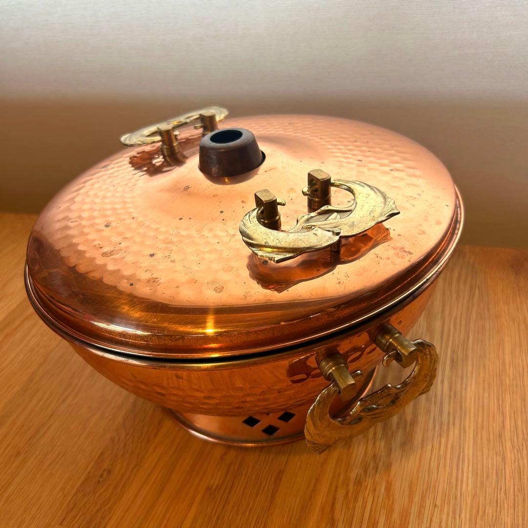 銅製 しゃぶしゃぶ鍋 両手鍋 タジン鍋 レトロ - メルカリ