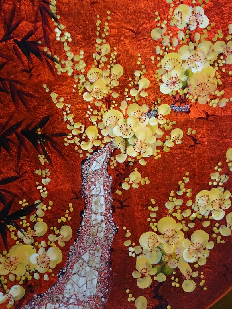 【美品】飾り皿　漆器　アート　彩絵　置物　インテリア　工芸品　美術品　A3085