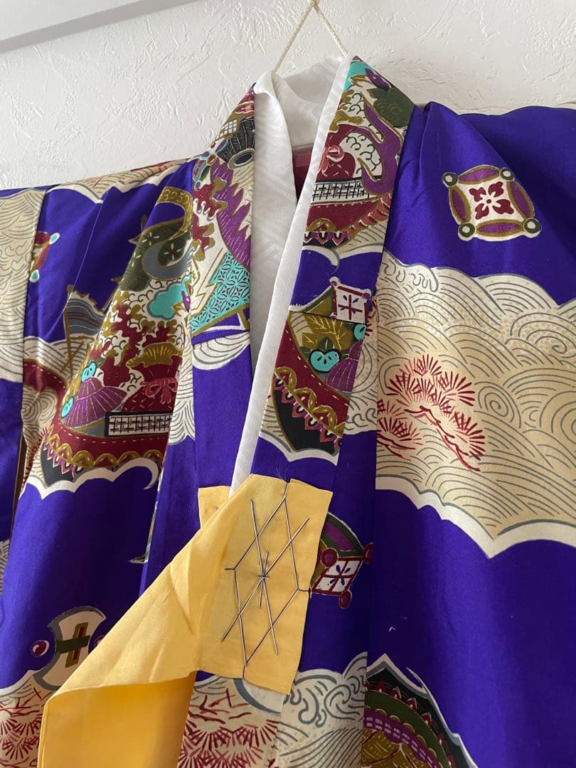 七五三　3歳　アンティークお着物セット　正絹　総絞り被布　雪駄