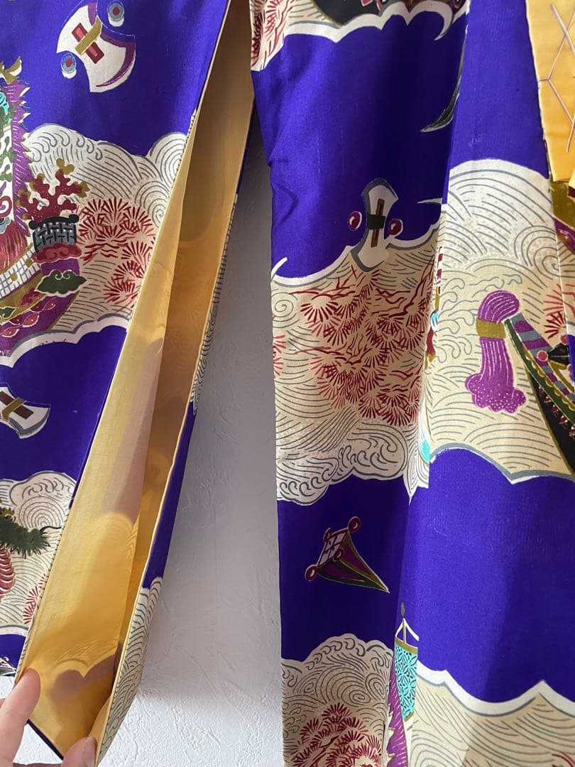 七五三　3歳　アンティークお着物セット　正絹　総絞り被布　雪駄