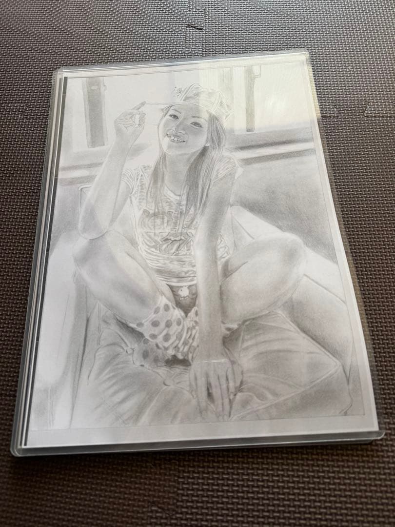 秋山莉奈他、鉛筆画ポートレート4点セット A4