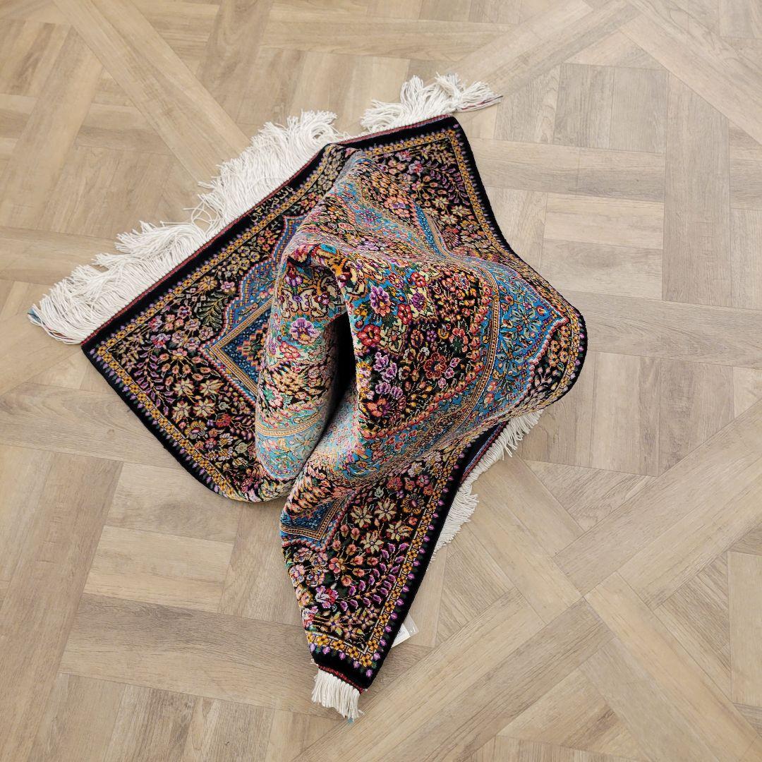 59x89cmペルシャ・クム産(29)玄関・タペストリー・絹・シルク