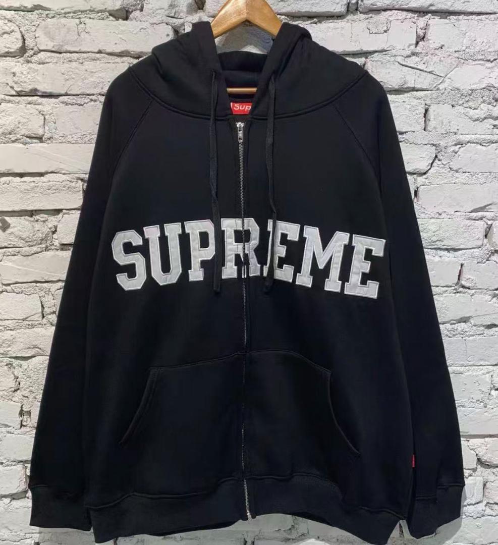 Supreme ロゴ パッチ刺繍 ジップアップ フーディ