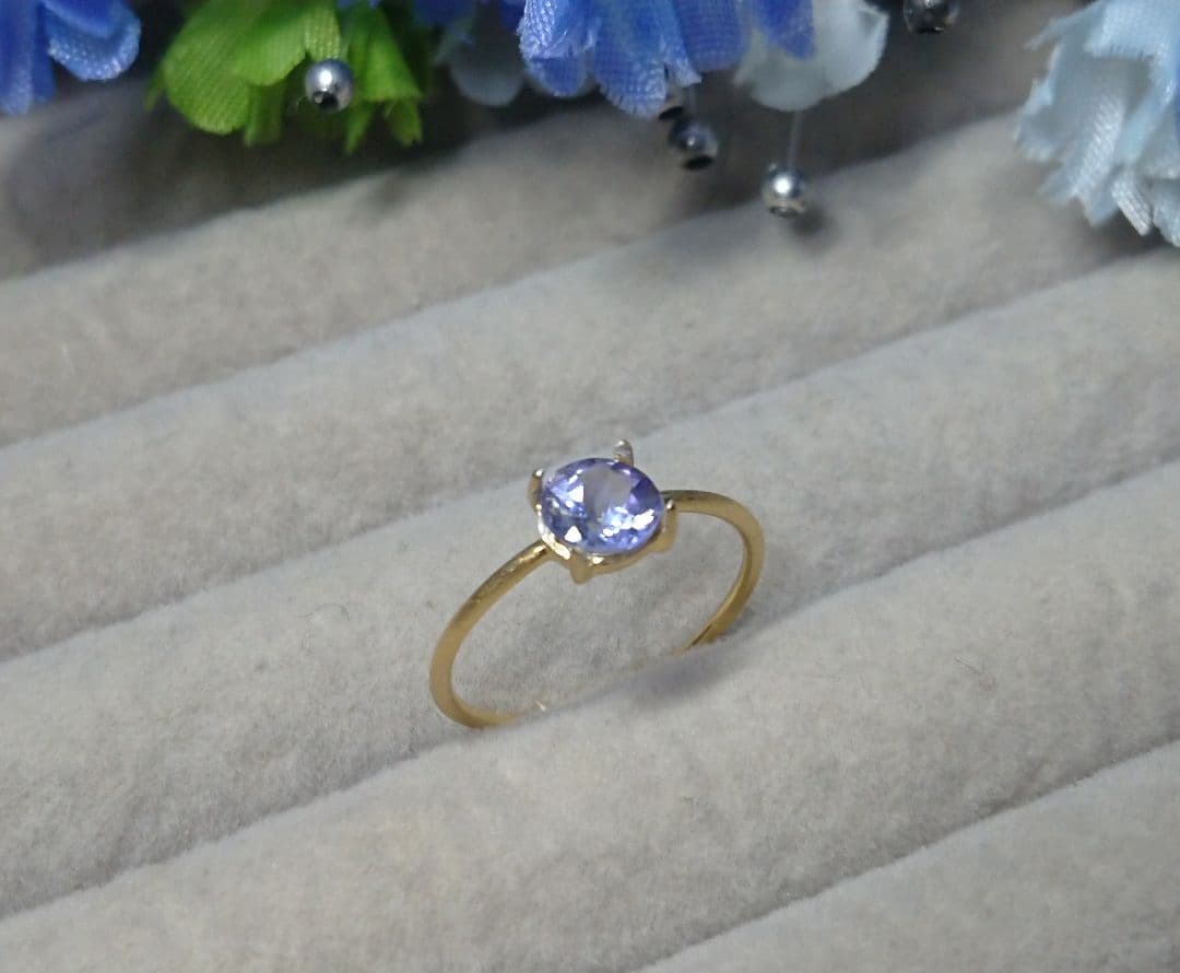 165903 リング タンザナイト ゴールド シンプルな一粒リング