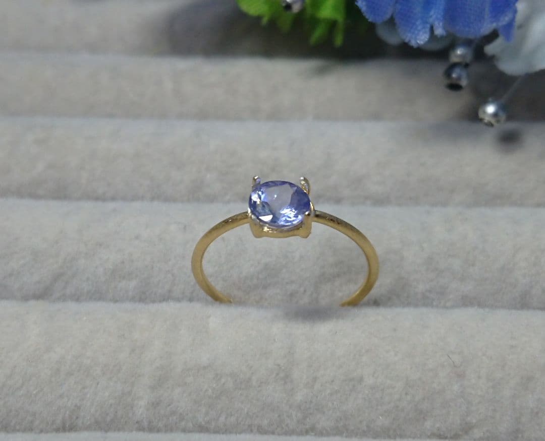 165903 リング タンザナイト ゴールド シンプルな一粒リング