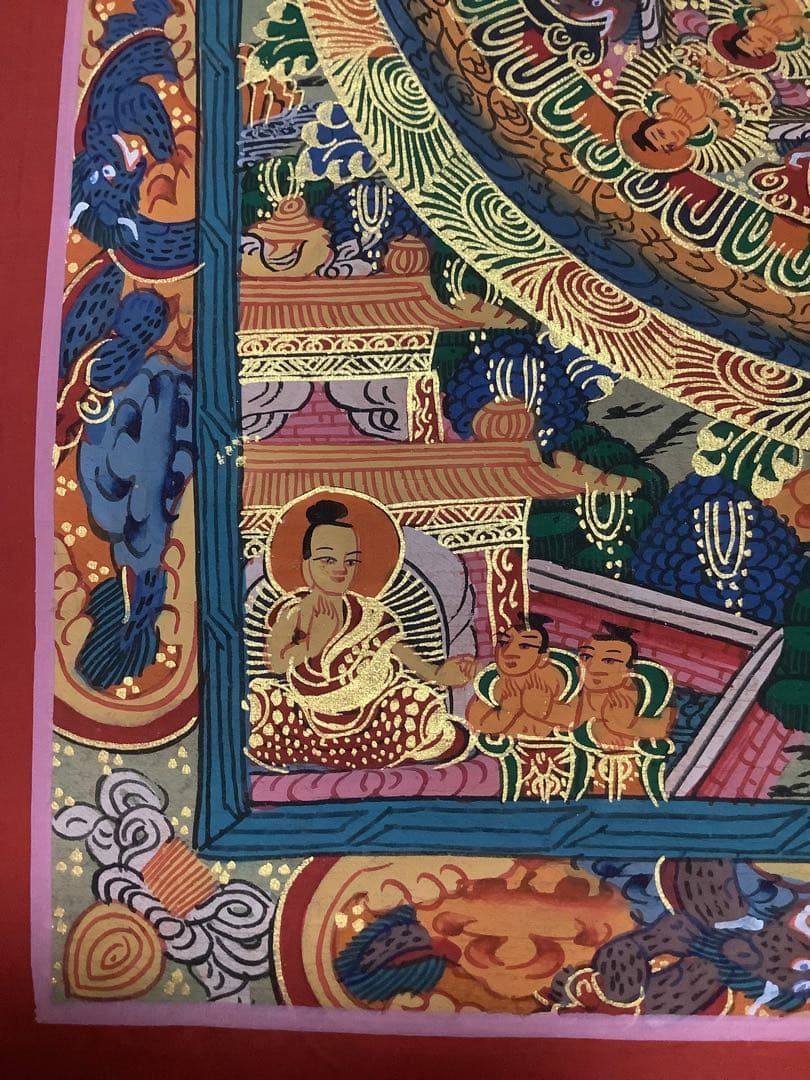《 チベット密教　新品　1点物 》 手描き　曼荼羅　仏陀　釈迦　仏画　仏教　e5