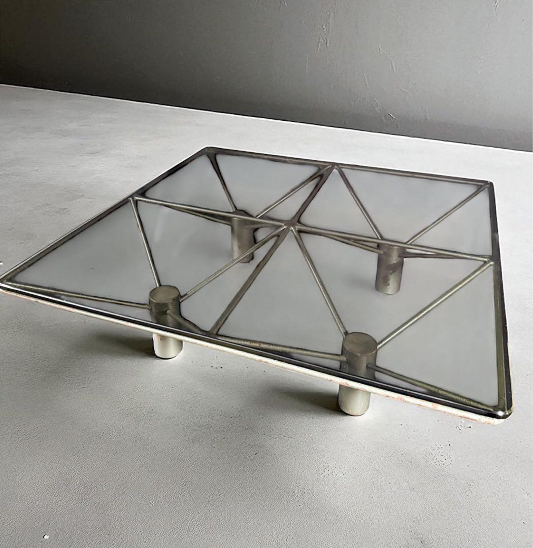 HR793 【希少】maruni リアルシャビーインダストリアル　ガラステーブル