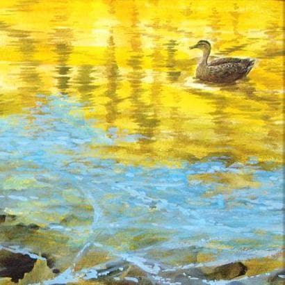 絵画「薄氷溶けて午後の陽だまり」 水彩画