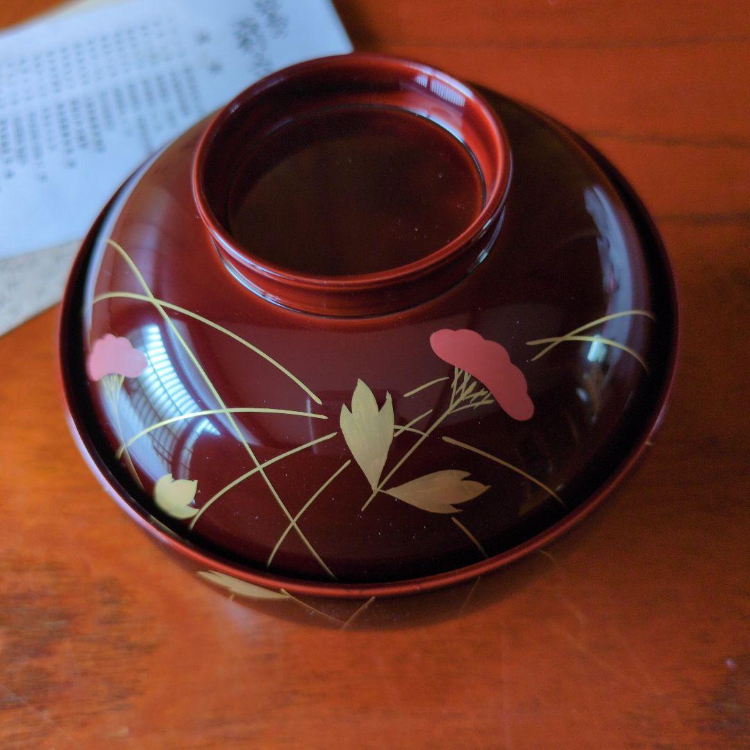 山岸厚 越前塗り 漆器 吸物椀 錦寿 5客セット 希少