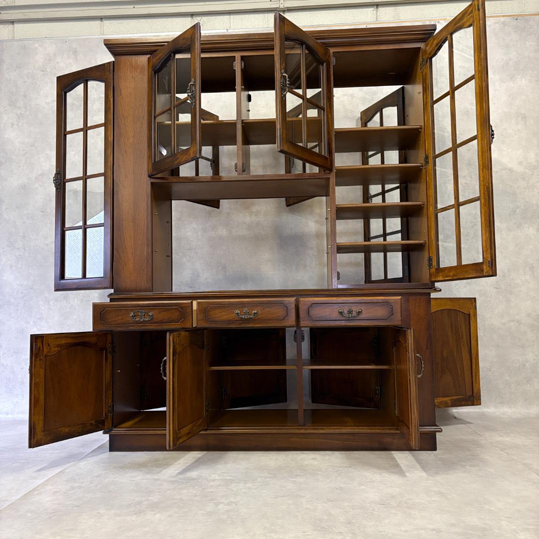 カリモク家具　レトロ家具　大型　ガラス戸棚　食器戸棚