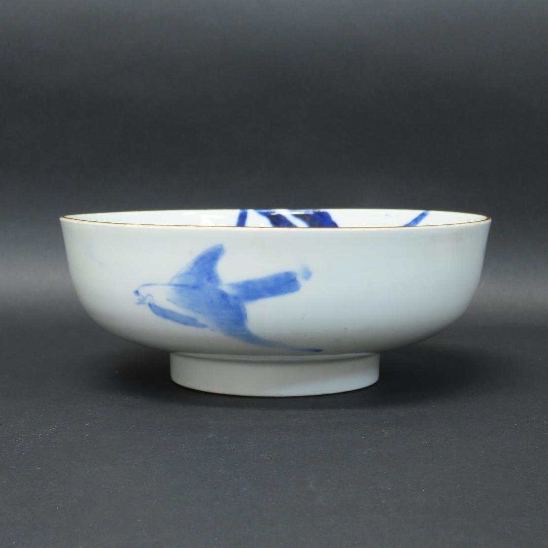 ⭕412 古伊万里 染付 大小平鉢 二ツ鉢 花鳥文 明治時代