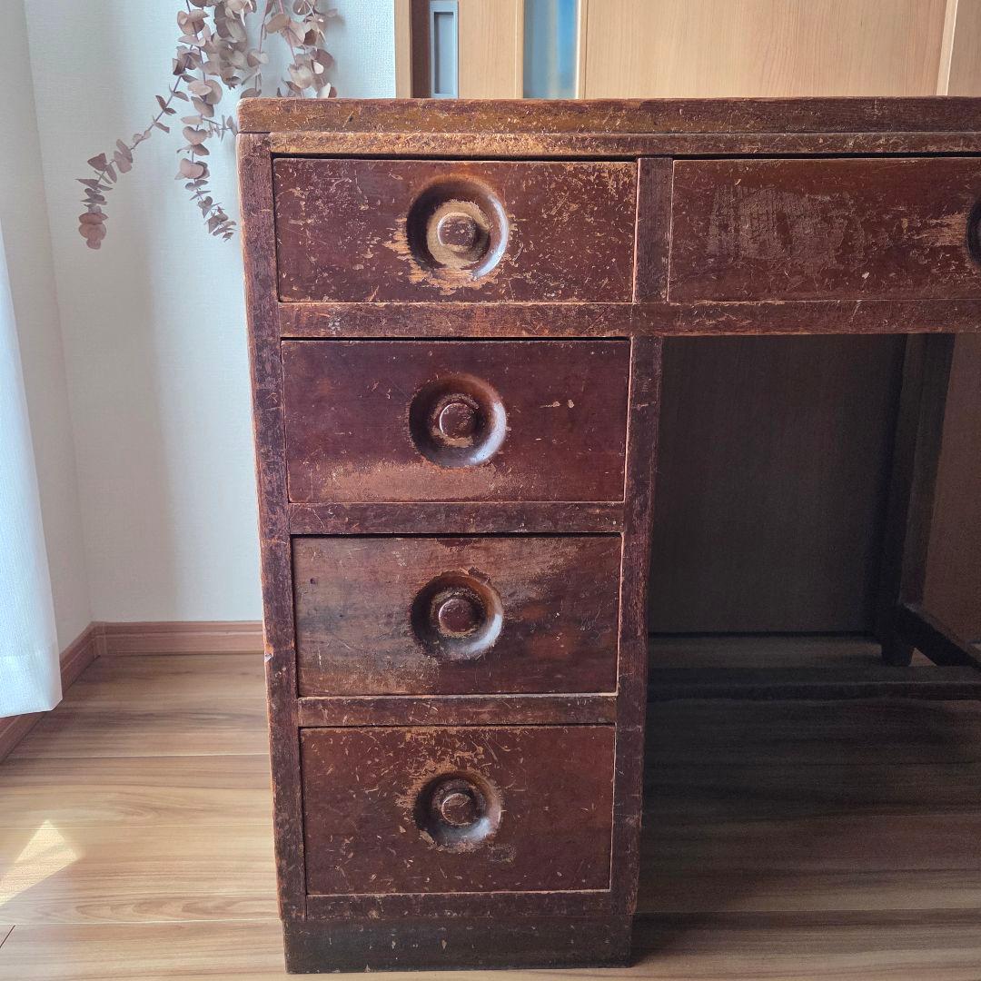 片袖机　左袖　アンティーク　作業台　什器　デスク　無垢　古家具　インテリア