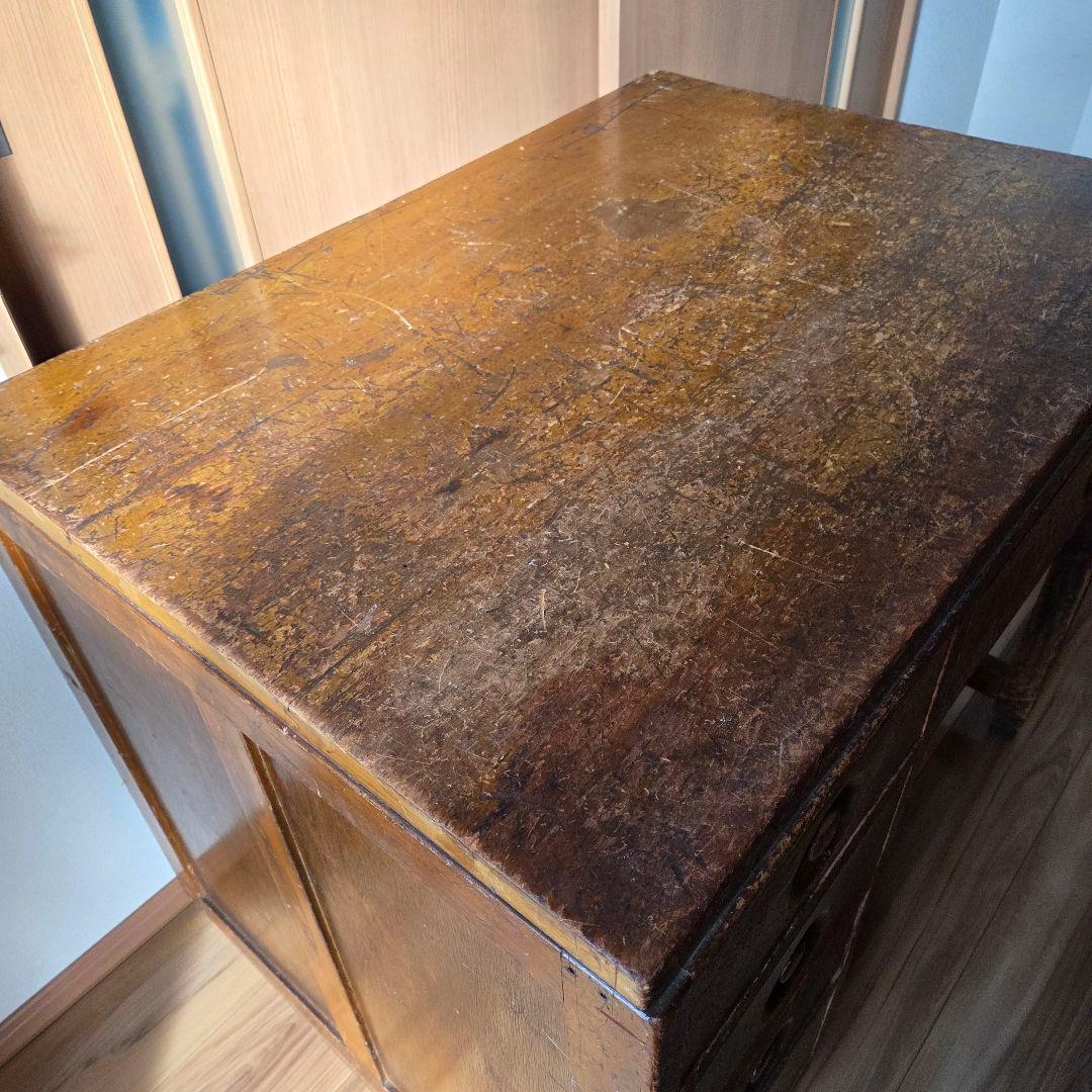 片袖机　左袖　アンティーク　作業台　什器　デスク　無垢　古家具　インテリア