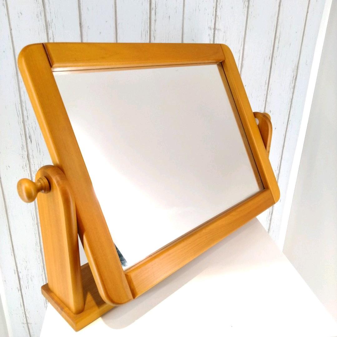 国産 天然木 ドレッサー ミラー 置き型 回転できる鏡 新生活