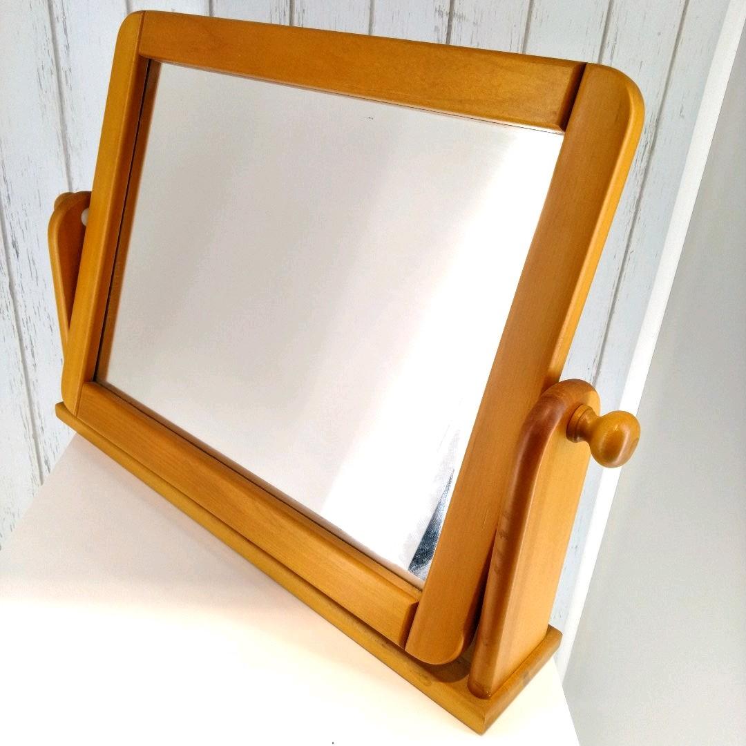 国産 天然木 ドレッサー ミラー 置き型 回転できる鏡 新生活