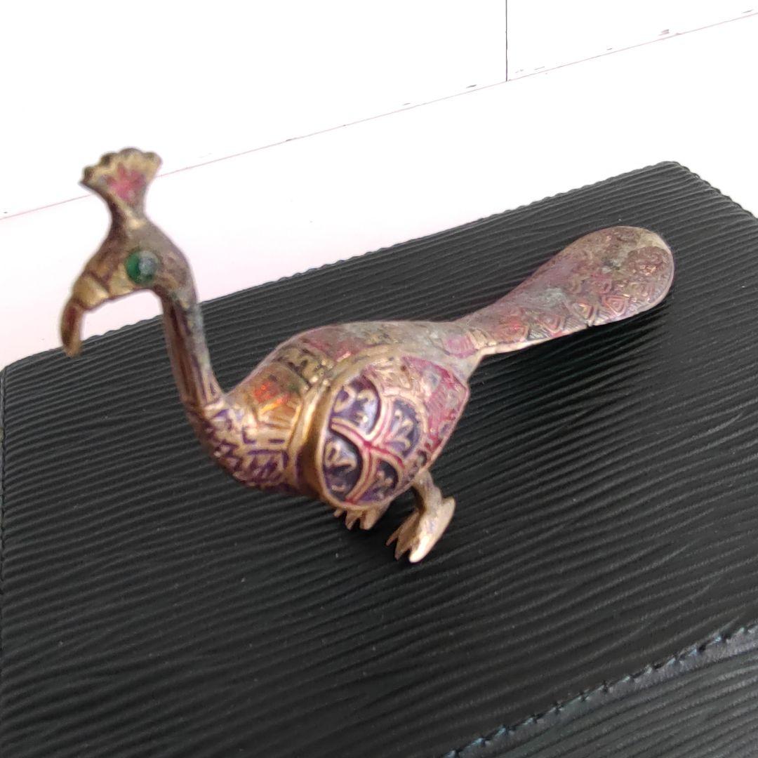 アンティーク 孔雀】真鍮製 骨董品 オブジェ ペーパーウェイト 装飾品