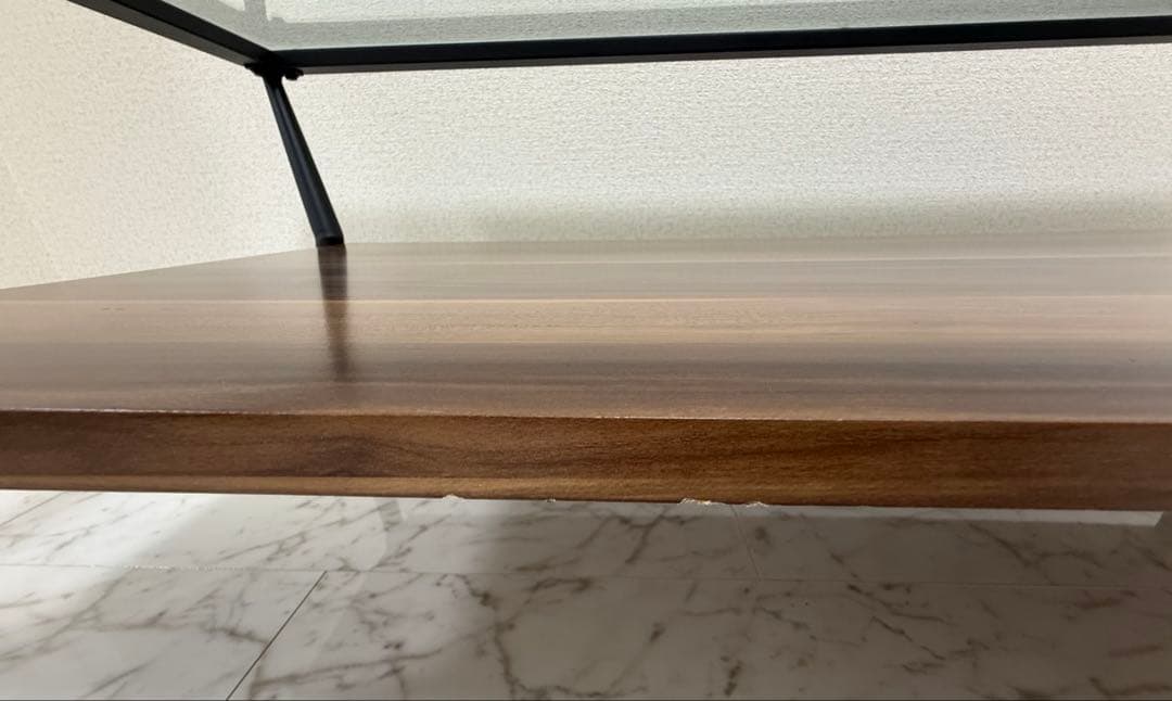 モダン ガラス 木製 リビングテーブル 幅120cm