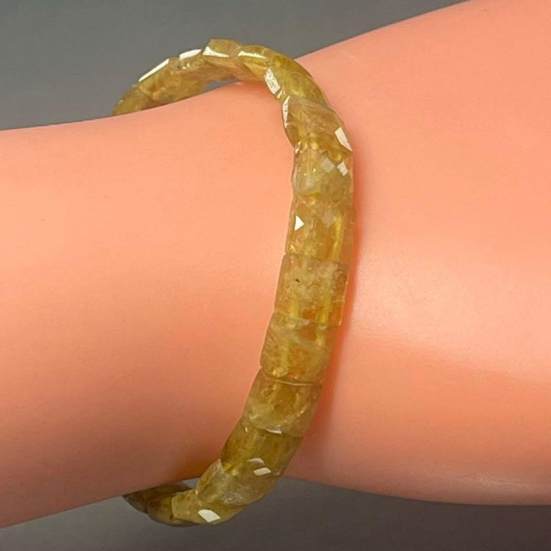 BRY0967⭐️イエロートルマリンスクエアカットブレス⭐️天然石　パワーストーン