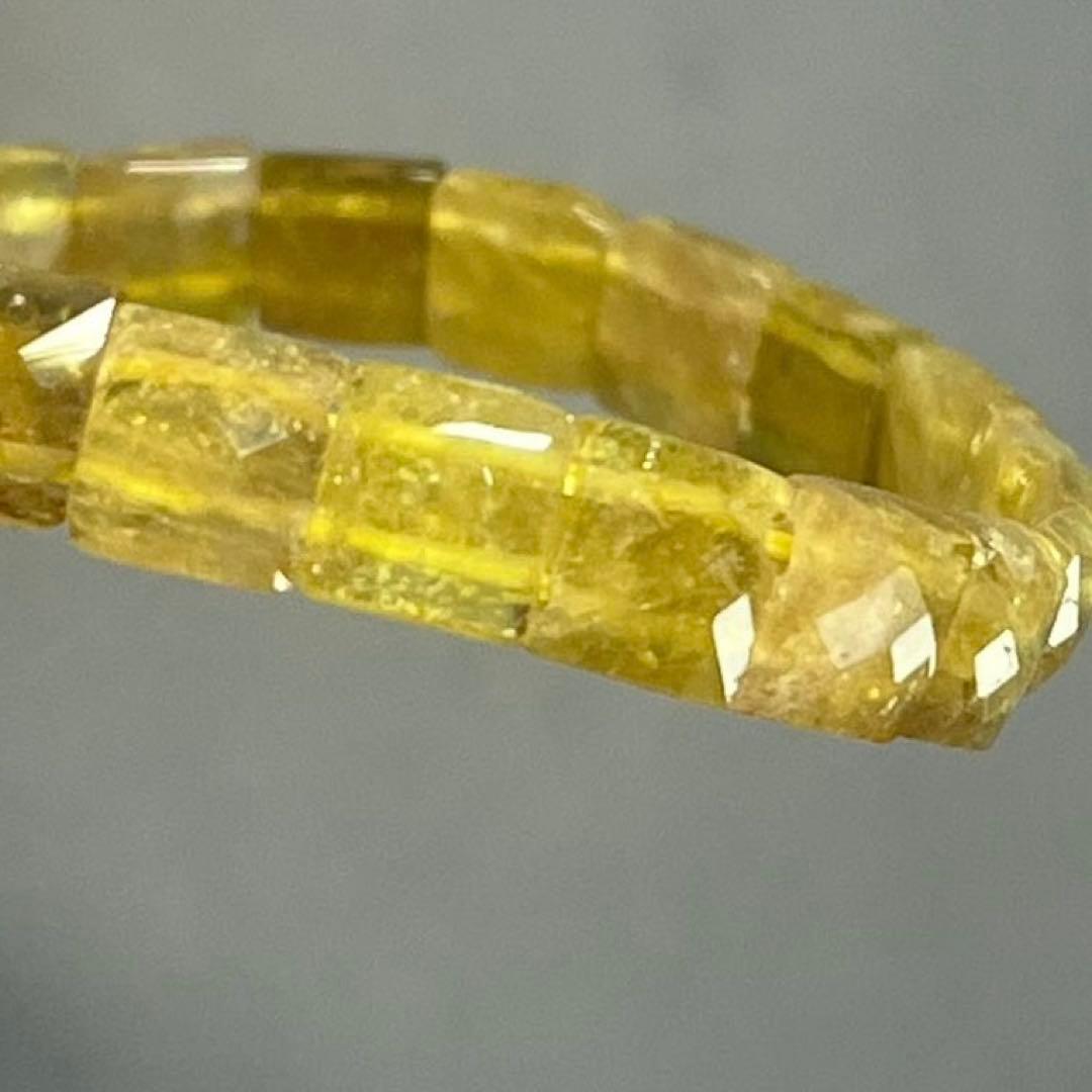 BRY0967⭐️イエロートルマリンスクエアカットブレス⭐️天然石　パワーストーン