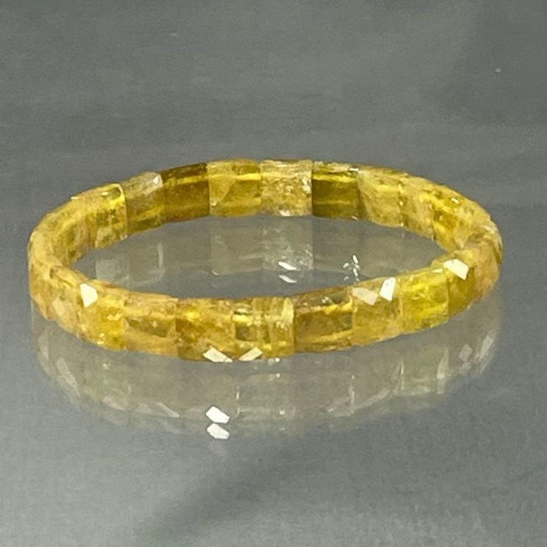 BRY0967⭐️イエロートルマリンスクエアカットブレス⭐️天然石　パワーストーン