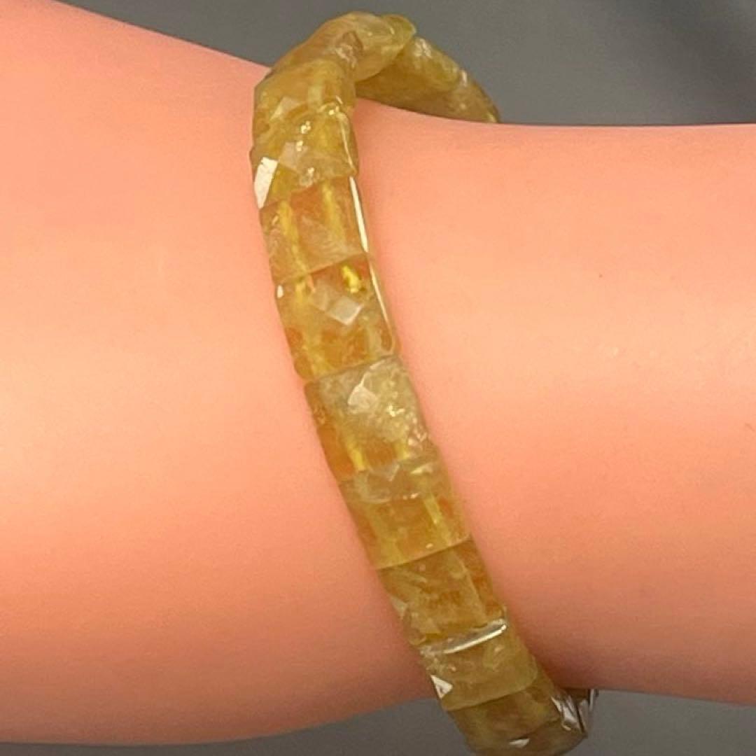 BRY0967⭐️イエロートルマリンスクエアカットブレス⭐️天然石　パワーストーン