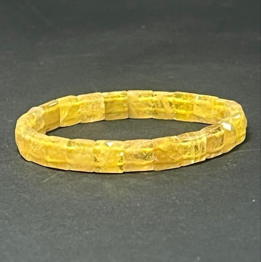 BRY0967⭐️イエロートルマリンスクエアカットブレス⭐️天然石　パワーストーン