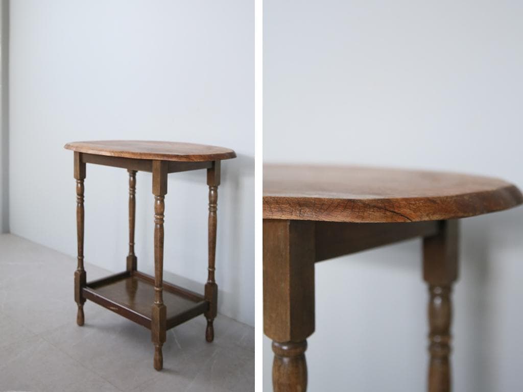 英国アンティーク木製サイドテーブル/オケージョナル机/飾り棚/花台(91-234