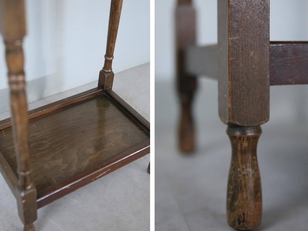 英国アンティーク木製サイドテーブル/オケージョナル机/飾り棚/花台(91-234