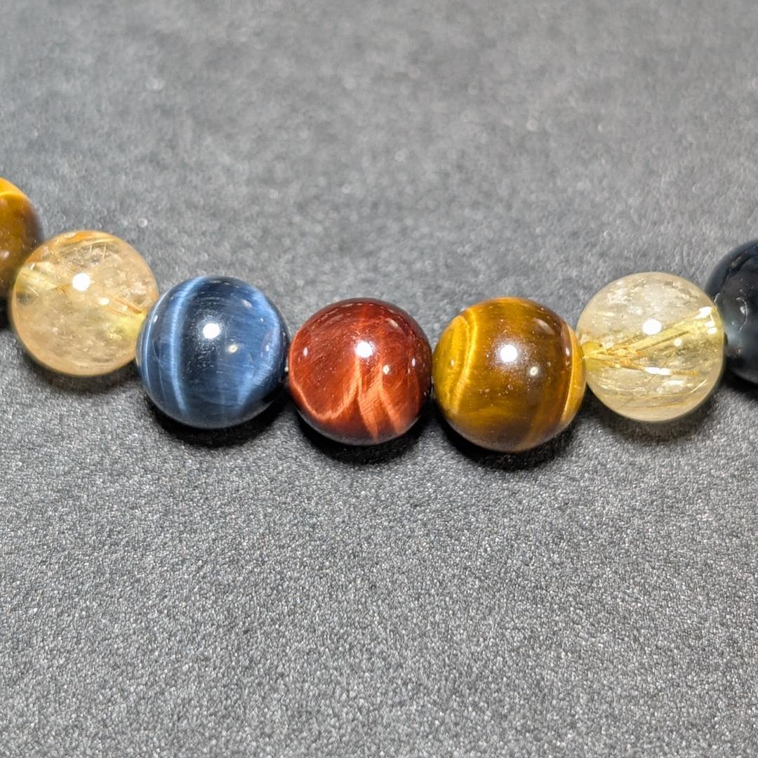 新たな事業の成功へ タイチンルチル 三種タイガーアイ 数珠 ブレスレット 8mm