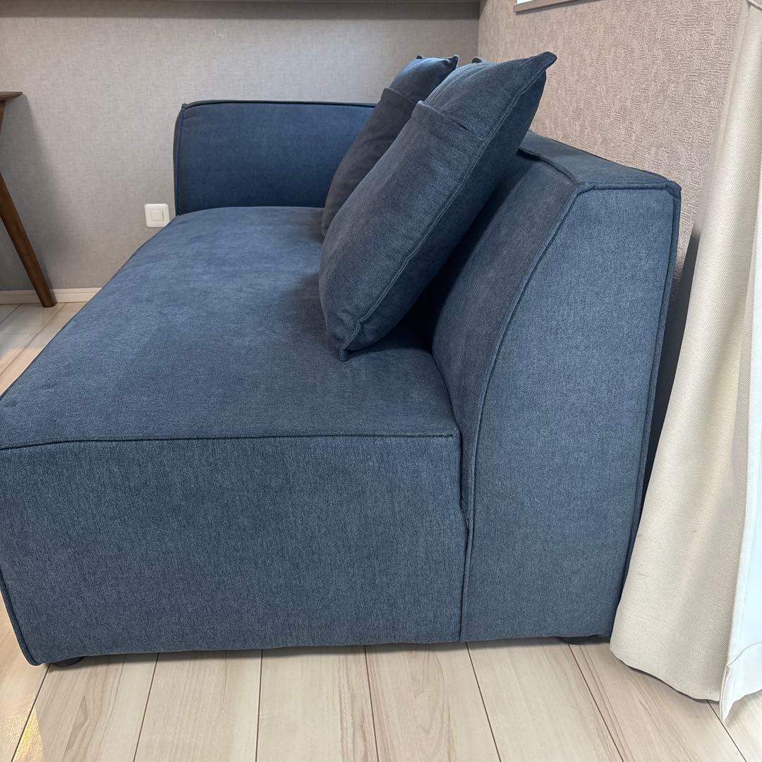 ダークブルーソファ L字型